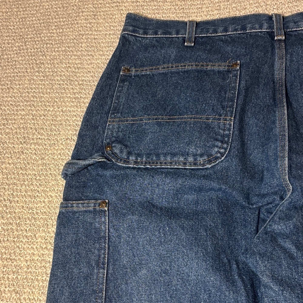 Carhartt Carpenter Relaxed Fit Dungaree Dark Blue Jeans Vintage - Picture 9 of 11